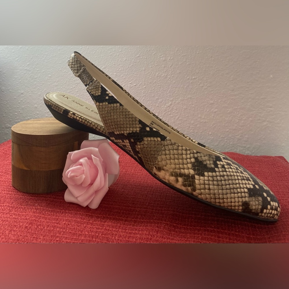 NWT…ANN KLEIN WOMENS SNAKESKIN SLINGBACK FLATS - Picture 16 of 16